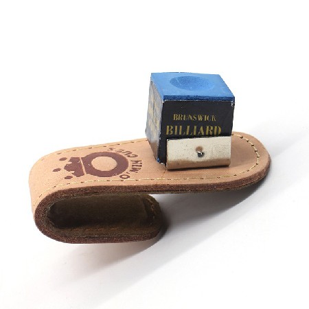 [绿草厂家批发]巧克粉随身夹 高档台球配件用品皮质擦粉盒巧克粉